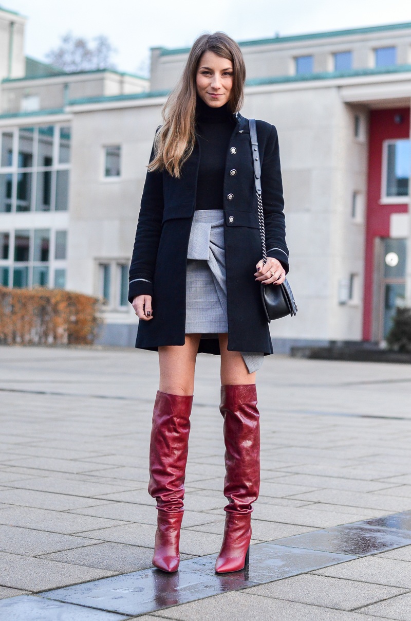jacke military stil rock zara red boots outfit blog
