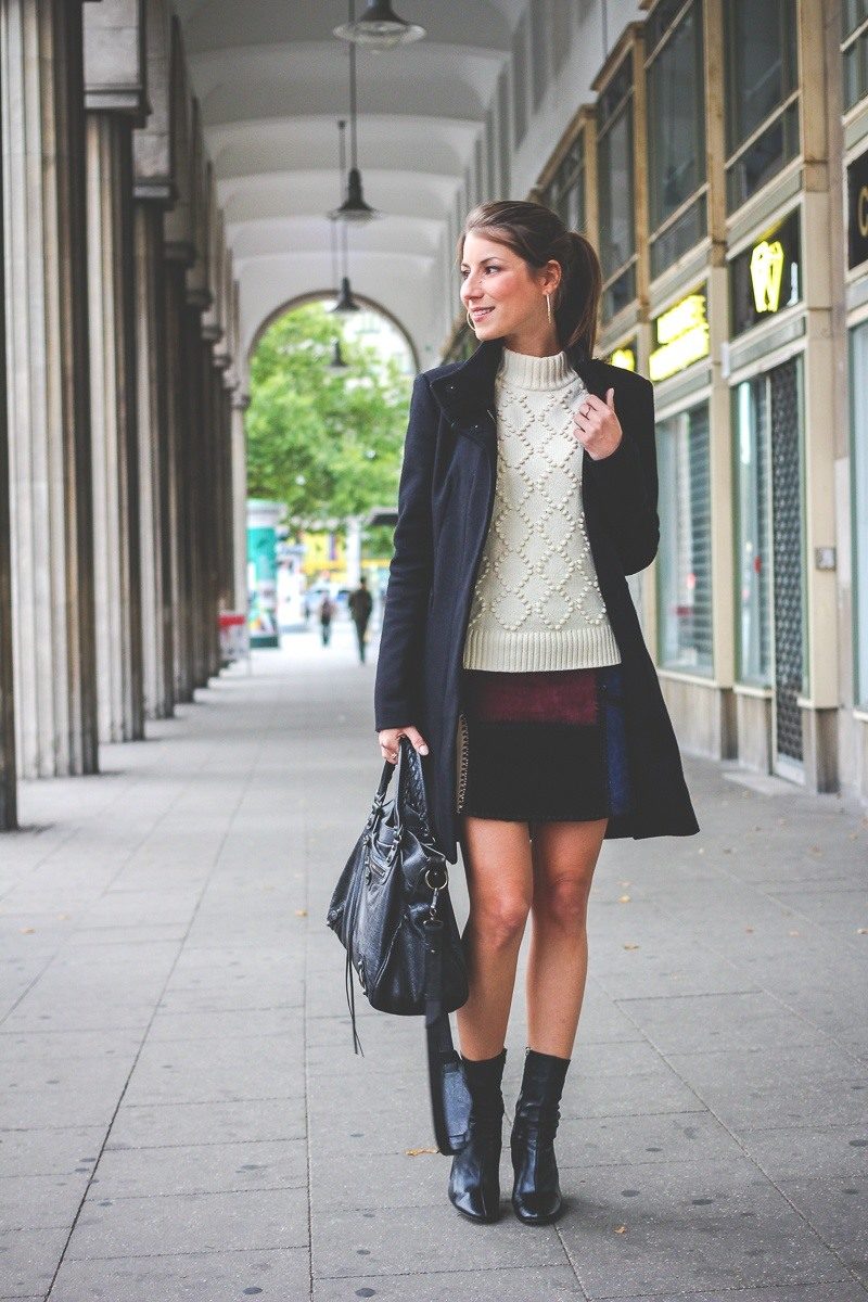 patchwork leather skirt outfit fashion blog