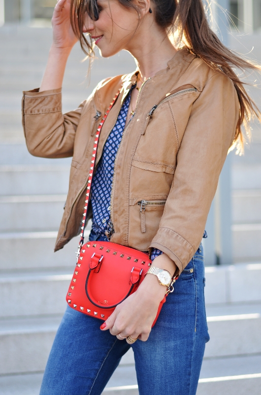 valentino bag red rockstud outfit