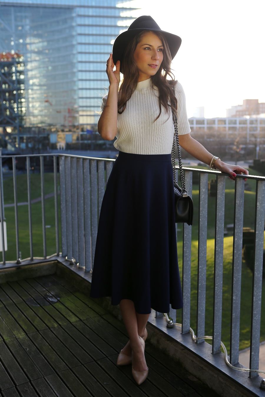 midi skirt outfit fashion blog