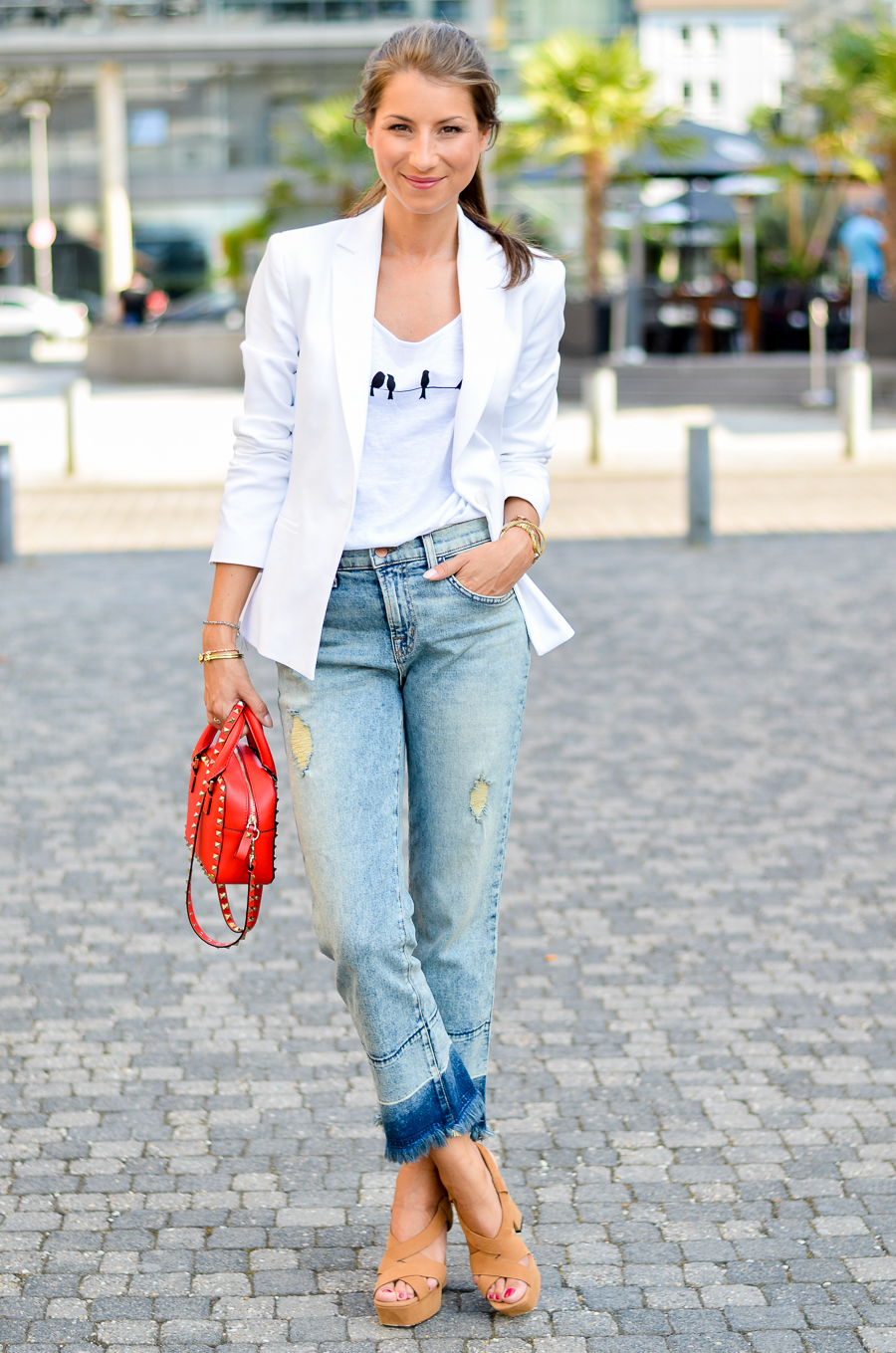 flare jeans cropped outfit sommer look style