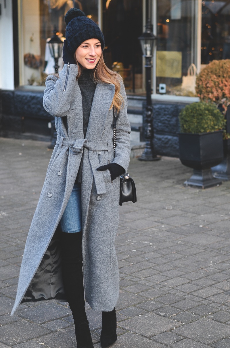 outfit maxi coat stefanel overknees winter