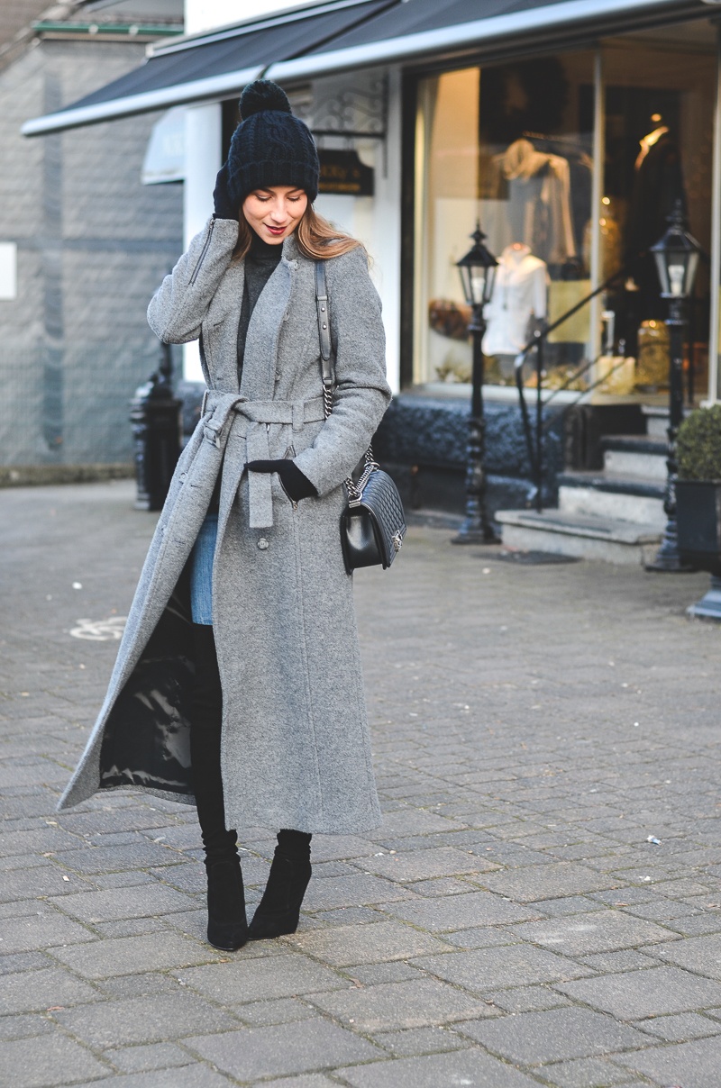 outfit maxi coat stefanel overknees winter